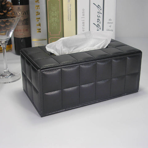 Tissue Box Black Grid