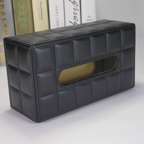 Tissue Box Black Grid