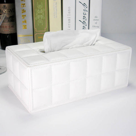 Tissue Box White Grid