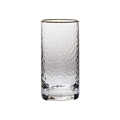 Hammered Highball Glass (6) - Gold Rim 295 ml