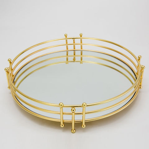 Gold Mirror Tray Round 31x31