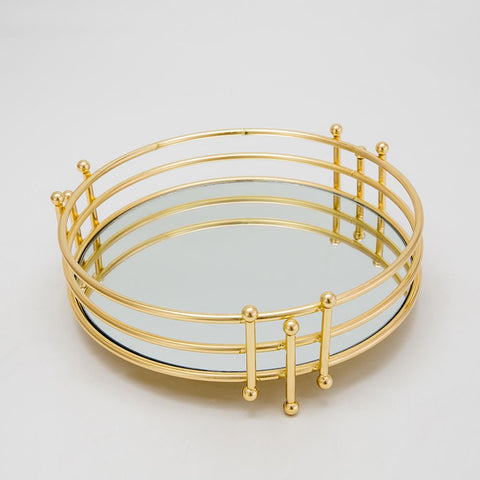 Gold Mirror Tray Round 35x35