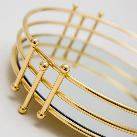 Gold Mirror Tray Round 35x35