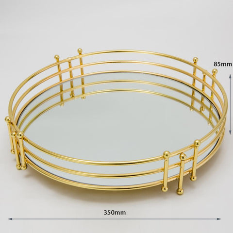 Gold Mirror Tray Round 35x35