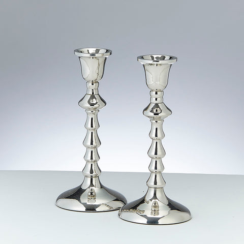 Set of 2 Nickel Plated Candlesticks 17 cm