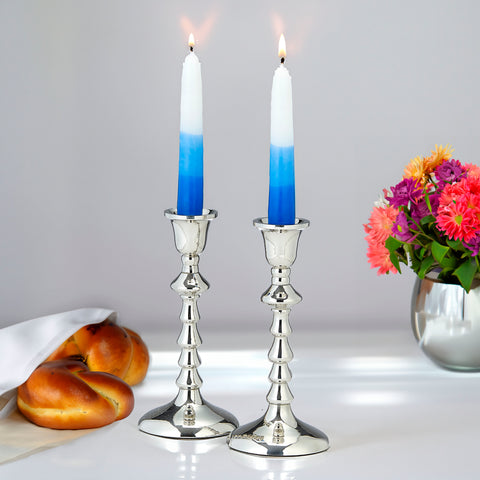 Set of 2 Nickel Plated Candlesticks 17 cm