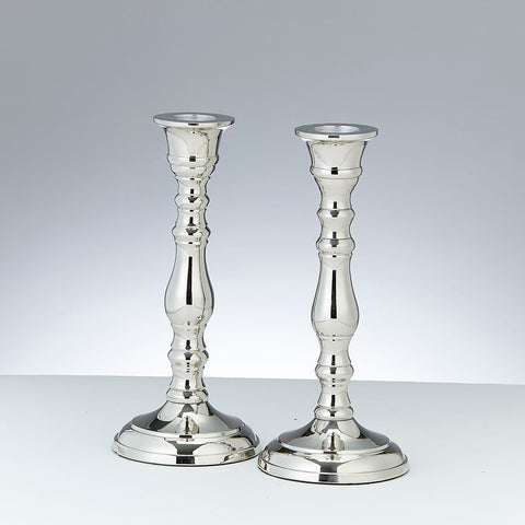 Set of 2 Nickel Plated Candlesticks 17 cm