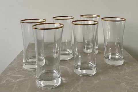 Pasabahce Drinking Glasses Gold Rim (6)