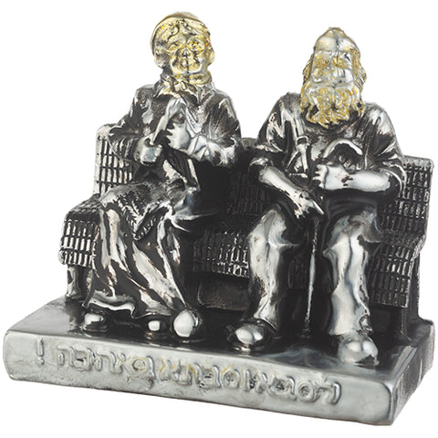 Polyresin Grandmother and Grandfather Sit - Silver