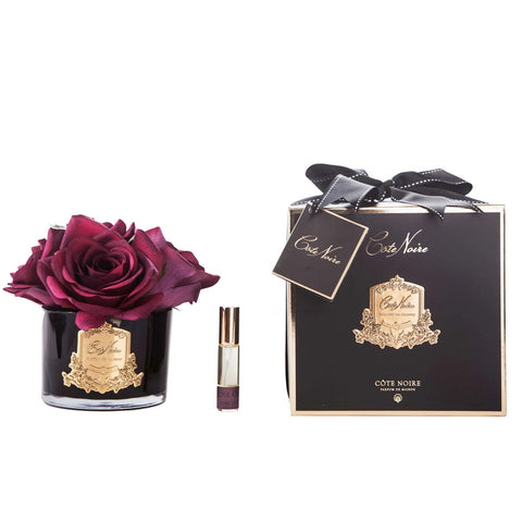 Cote Noire Five Roses Carmine Red in Black Vase