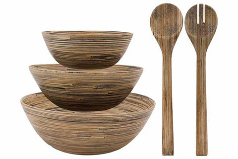 Set Of 3 Bamboo Salad Bowls