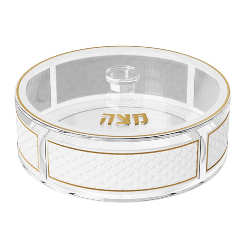 Diamond Leatherite Round Matzah Box - Gold
