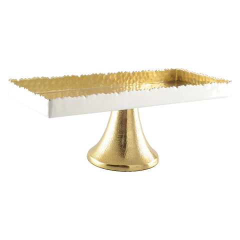 White & Golden Cake Dish on Foot