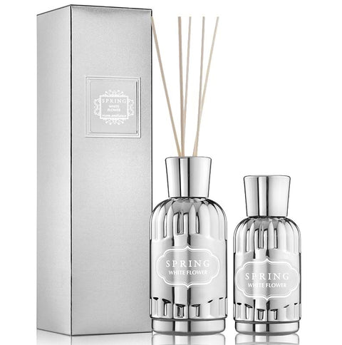 Spring 180ml Silver Luxury Diffuser – White Flower