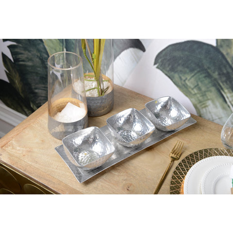 Set of 3 Cups on Aluminum Plate