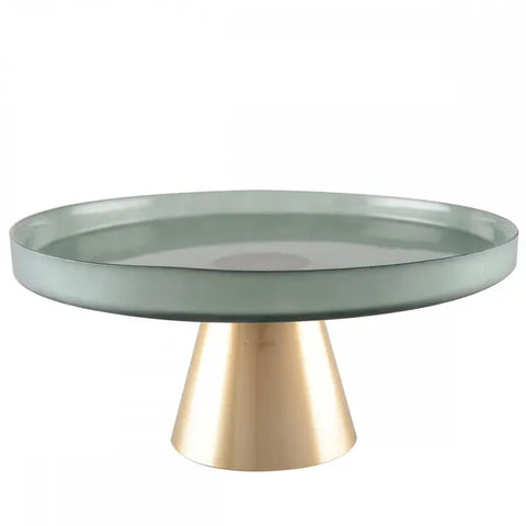 Green Cake Stand with Gold Base 21cm