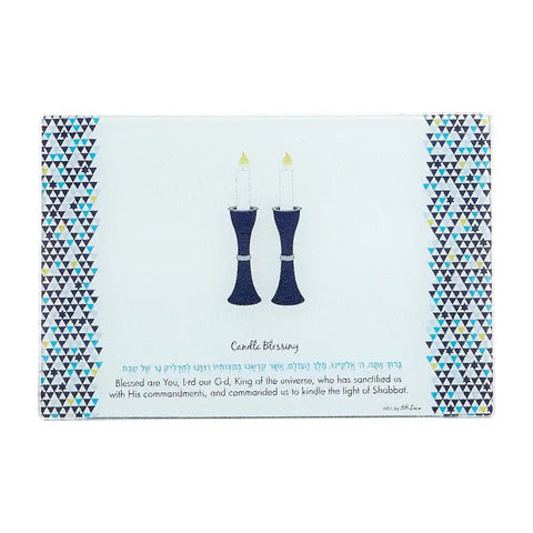 Shabbat Candles Drip Tray, Tempered Glass