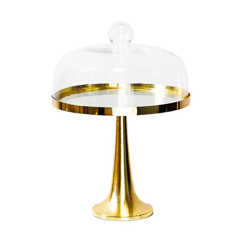 Gold Pedestal Cake Stand with Glass Dome