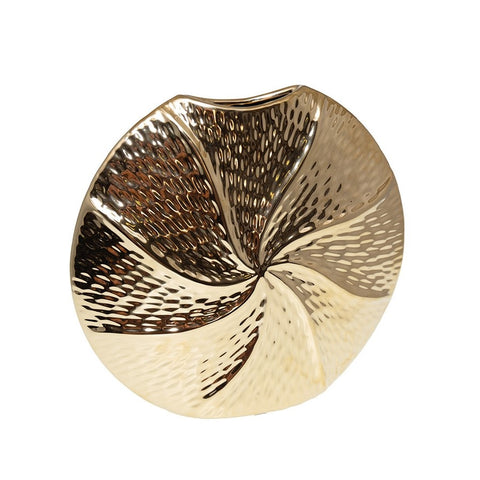 Golden Spiral Ceramic Vase