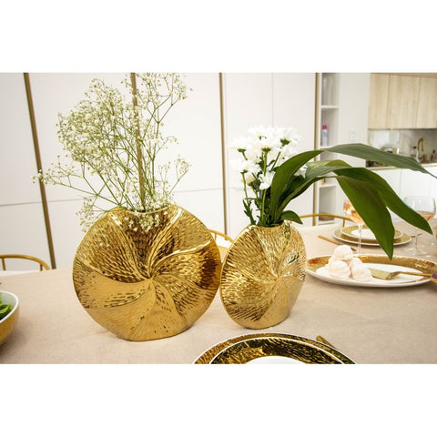 Golden Spiral Ceramic Vase