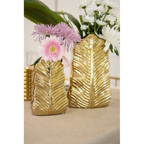 Golden Leaf Ceramic Vase