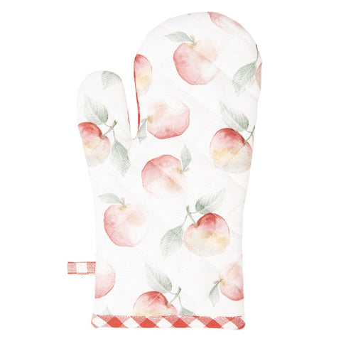 Oven Mitt Red White Cotton Apples