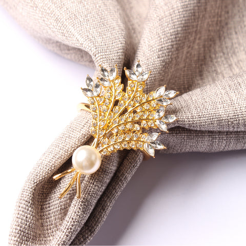 Napkin Ring Pearl/Gold x 6