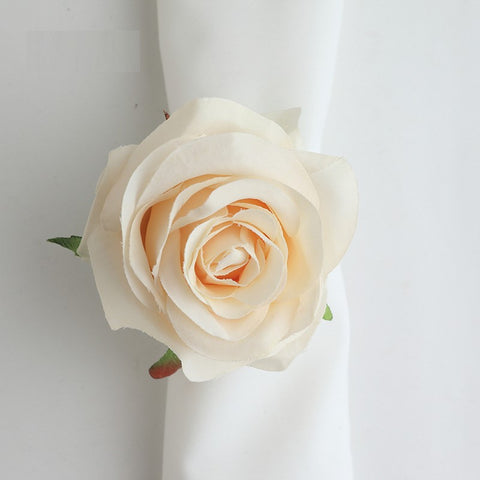 Wooden Napkin Rings Rose x 4