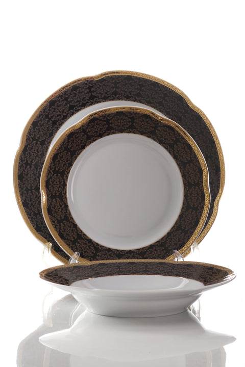 Dinnerset Bolero Gold/Black 18 pcs