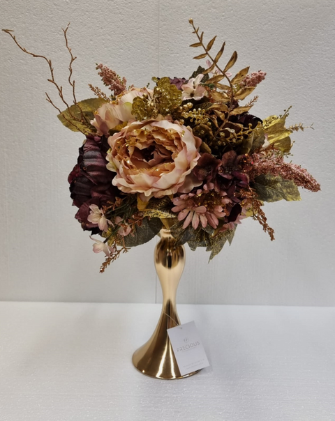 Gold Vase + Glittered Flowers #014