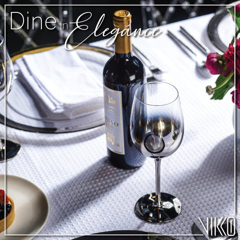 Wine Glass (6) - Ombre Silver Hand Blown 621 ml