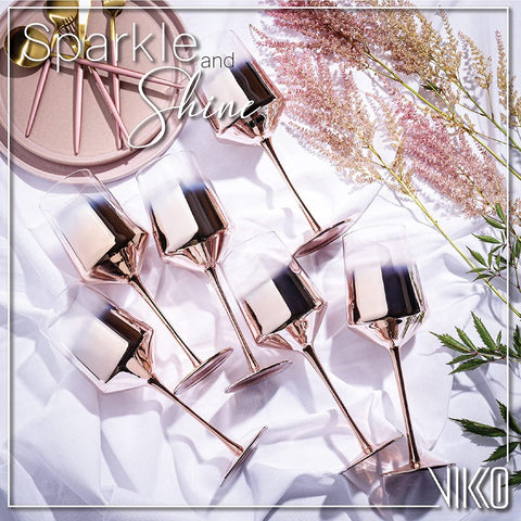 Wine Glass (6) - Rose Gold Ombre Hand Blown 561 ml