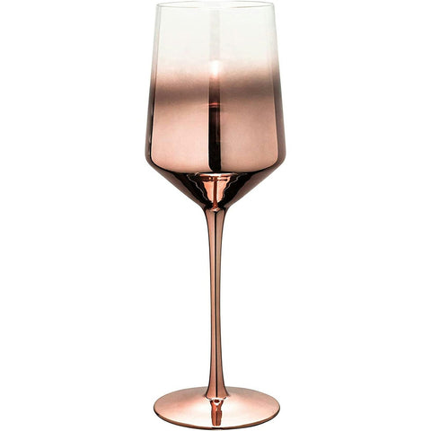 Wine Glass (6) - Rose G old Ombre Hand Blown 443 ml