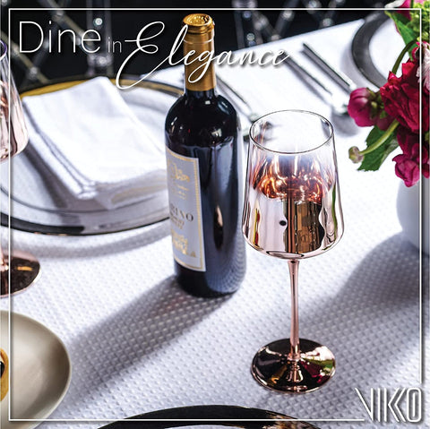 Wine Glass (6) - Rose G old Ombre Hand Blown 443 ml